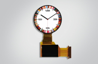 Free Form Display dargestellt als Uhr